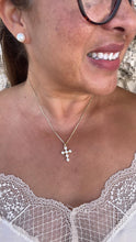 Load image into Gallery viewer, 18k Gold Filled Beaded Pearl Cross Pendant
