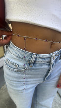 Load image into Gallery viewer, Silver Filled Dainty Curb Link Waist Chain With Purple Color Amethyst Simulated Beveled Stones
