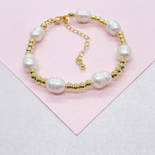 Load image into Gallery viewer, 18k Gold Filled Beaded Freshwater Pearl Bracelet with extender
