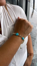 Load image into Gallery viewer, 18k Gold Filled Specialty Link Bracelet with Turquoise Disks
