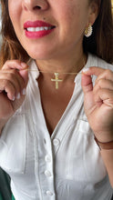 Load image into Gallery viewer, 18k Gold Filled CZ Crucifix Pendant with Engraved with Cubic Zirconia and Topped with CZ Heart
