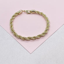 Load image into Gallery viewer, 18k Gold Filled 5mm Rope Bracelet In 7 Inch Length
