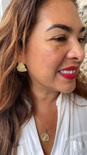Load image into Gallery viewer, 18k Gold Filled Chunky Puffy C-Hoops with Baby Gold Beads Engraved
