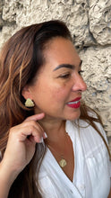 Load image into Gallery viewer, 18k Gold Filled Chunky Puffy C-Hoops with Baby Gold Beads Engraved
