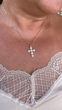 Load image into Gallery viewer, 18k Gold Filled Beaded Pearl Cross Pendant Crowned with Pave CZ
