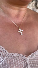 Load image into Gallery viewer, 18k Gold Filled Beaded Pearl Cross Pendant
