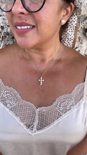 Load image into Gallery viewer, 18k Gold Filled Beaded Pearl Cross Pendant
