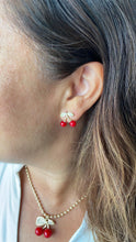 Load image into Gallery viewer, 18k Gold Filled Classic Red Cherry Stud Earring with CZ Stems
