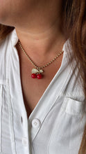 Load image into Gallery viewer, 18k Gold Filled Classic Red Cherry Necklace with Beaded Chain Link
