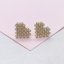 Load image into Gallery viewer, 18k Gold Filled Bead Heart Shaped Stud Earrings
