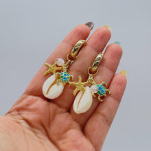 Load image into Gallery viewer, 18k Gold Filled Huggie Hoop Earring with Beach Themed Charms
