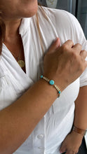 Load image into Gallery viewer, 18k Gold Filled Fishtail Link Bracelet with Turquoise Beads
