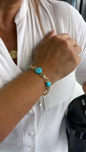Load image into Gallery viewer, 18k Gold Filled Specialty Link Bracelet with Turquoise Disks
