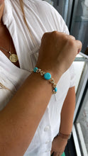 Load image into Gallery viewer, 18k Gold Filled Specialty Link Bracelet with Turquoise Disks
