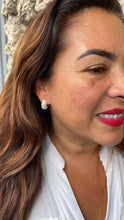 Load image into Gallery viewer, 18k Gold Filled Chunky Puffy C-Hoops with Baby Pearls Engraved
