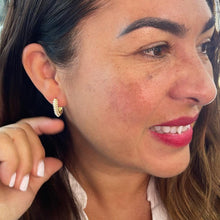 Load image into Gallery viewer, 18k Gold Filled Pearl Beaded Oval Hoop Earrings
