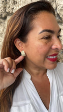 Load image into Gallery viewer, 18k Gold Filled Chunky Long C-Hoops with Baby Cz &amp; Pearls Engraved
