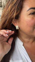 Load image into Gallery viewer, 18k Gold Filled Chunky Long C-Hoops with Baby Cz &amp; Pearls Engraved
