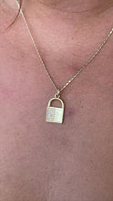 Load image into Gallery viewer, 18k Gold Filled Lock Charm with Half Cubic Zirconia and Smooth Gold Surface
