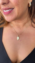 Load image into Gallery viewer, 18k Gold Filled Palm Leaf with White Pave CZ, leaf pendant summer jewelry,

