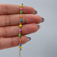 Load image into Gallery viewer, 18k Gold Filled Colorful Enamel and Link Anklet
