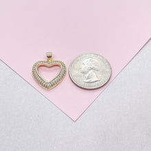 Load image into Gallery viewer, 18k Gold Filled Heart Pendant wth smooth sleek outline and with Round CZ Stones
