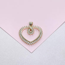 Load image into Gallery viewer, 18k Gold Filled Heart Dainty Heart Pendant With Round CZ Stones
