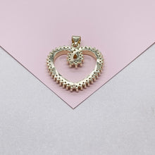 Load image into Gallery viewer, 18k Gold Filled Heart Dainty Heart Pendant With Round CZ Stones
