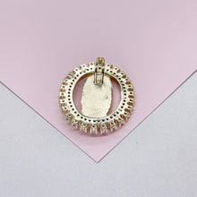 Load image into Gallery viewer, 18k Gold Filled Cut Out Virgin Mary Pendant Crowned with CZ Pave
