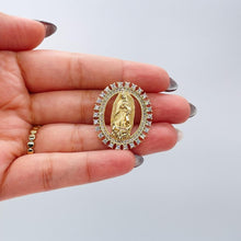 Load image into Gallery viewer, 18k Gold Filled Cut Out Virgin Mary Pendant Crowned with CZ Pave
