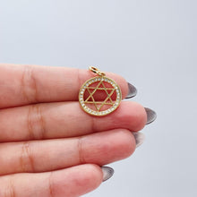 Load image into Gallery viewer, 18k Gold Filled Large Star of David Outline Pendant Crowned with CZ Stones
