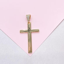Load image into Gallery viewer, 18k Gold Filled Long Plain Smooth Cross with CZ Bail
