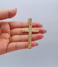 Load image into Gallery viewer, 18k Gold Filled Long Plain Smooth Cross with CZ Bail

