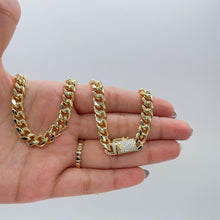 Load image into Gallery viewer, 18k Gold Filled Round Edged 7mm Miami Cuban Link Necklace featuring Zirconia Box Clasp
