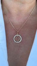 Load image into Gallery viewer, 18k Gold Filled Large Star of David Outline Pendant Crowned with CZ Stones
