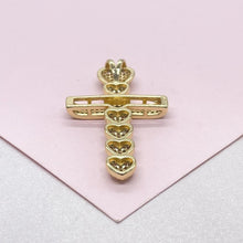Load image into Gallery viewer, 18k Gold Filled CZ Crucifix Pendant - Cubic Zirconia Heart
