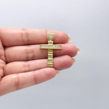 Load image into Gallery viewer, 18k Gold Filled Crucifix Cross With Pave CZ Hearts
