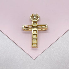Load image into Gallery viewer, 18k Gold Filled Crucifix Cross With Pave CZ Hearts

