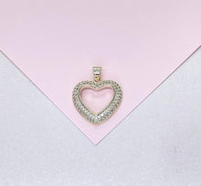 Load image into Gallery viewer, 18k Gold Filled Heart Pendant wth smooth sleek outline and with Round CZ Stones
