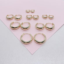 Load image into Gallery viewer, 18k Gold Filled Plain Tear Drop Shaped Huggie Hoop Earrings In Three Sizes
