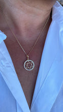 Load image into Gallery viewer, 18k Gold Filled Large Star of David Outline Pendant Crowned with CZ Stones
