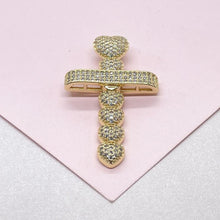 Load image into Gallery viewer, 18k Gold Filled CZ Crucifix Pendant - Cubic Zirconia Heart
