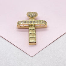 Load image into Gallery viewer, 18k Gold Filled Crucifix Cross With Pave CZ Hearts
