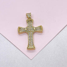 Load image into Gallery viewer, 18k Gold Filled Crucifix Cross Patterned with CZ and Engraving Patterns
