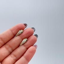 Load image into Gallery viewer, 18k Gold Filled CZ Snake Huggie with Green Emerald Color Eyes
