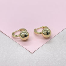 Load image into Gallery viewer, 18k Gold Filled 15mm Huggie with Plain Ball Attached
