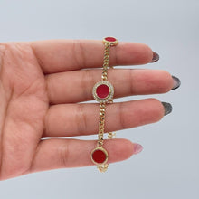 Load image into Gallery viewer, 18k Gold Filled Dainty 2mm Cuban Link Bracelet with 3 Colorful Disk Charm
