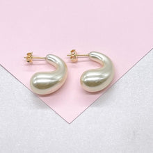 Load image into Gallery viewer, Synthetic Pearl Bubble Style Hoop Earring
