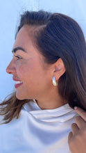 Load image into Gallery viewer, Synthetic Banana Shaped Hoop Earring, Pearl Hoops, Faux Pearl Jewelry
