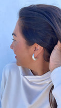 Load image into Gallery viewer, Synthetic Banana Shaped Hoop Earring, Pearl Hoops, Faux Pearl Jewelry
